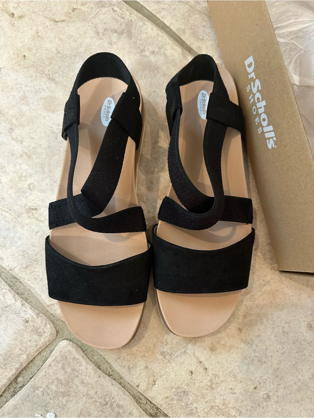 Dr. Scholl's Black Elastic Strap Sandals